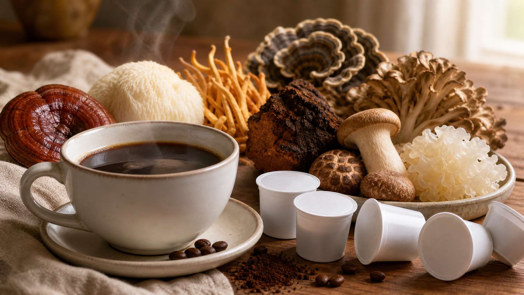Mushroom Coffee K Pods Supplementary Still Life