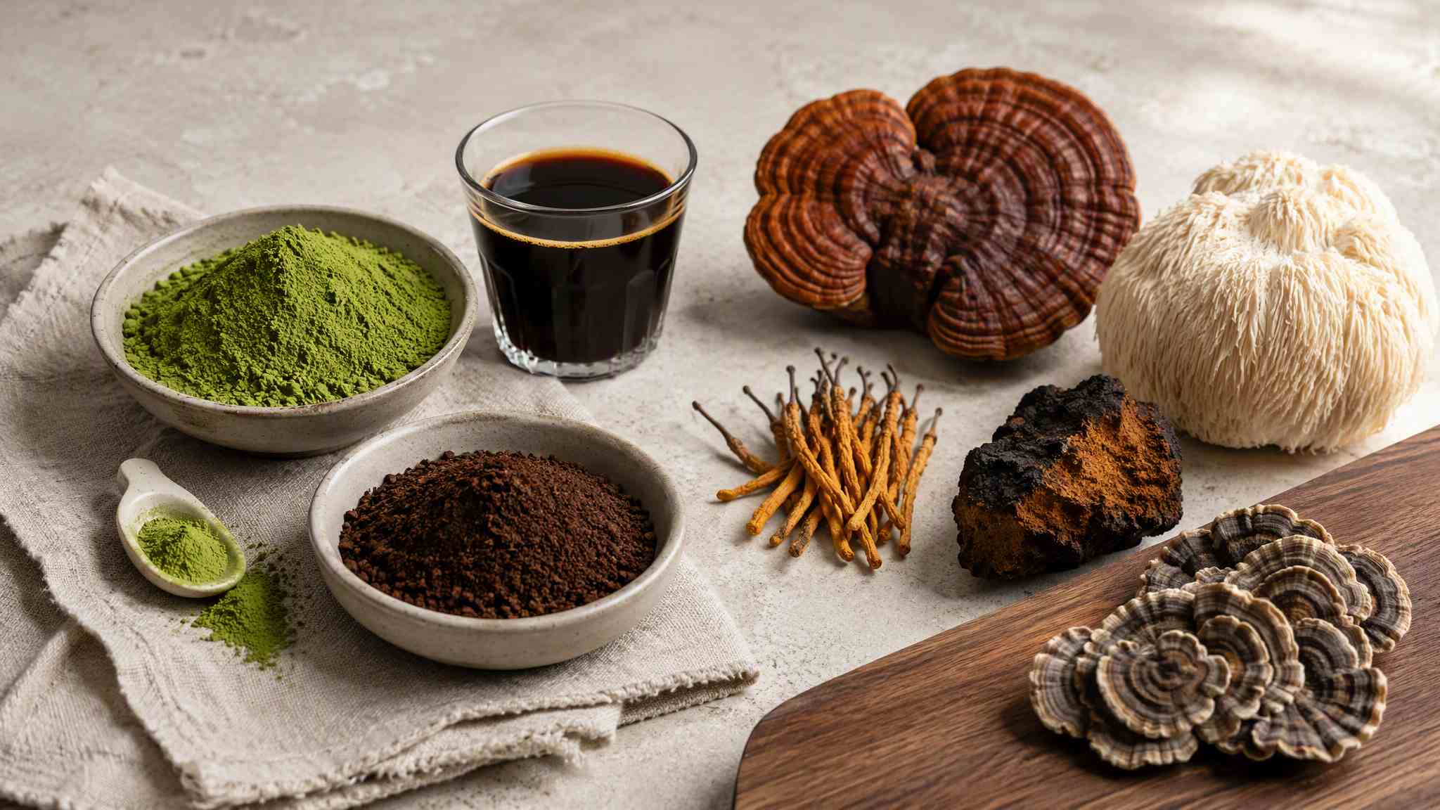Matcha vs Mushroom Coffee product ingredients