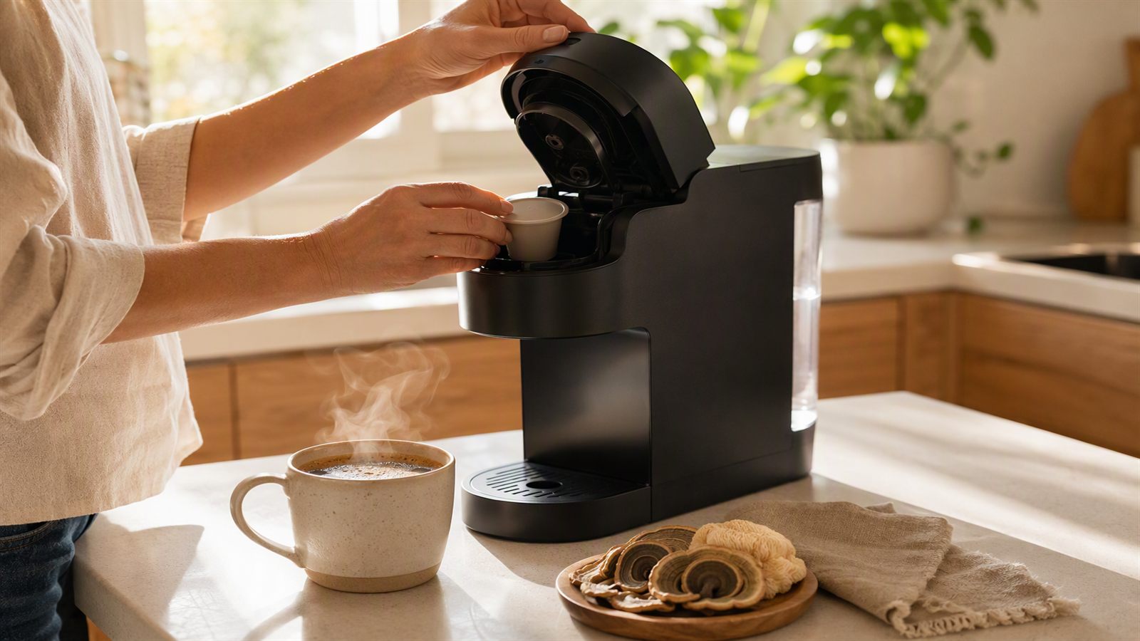 Mushroom Coffee K Cups Daily Usage Scene