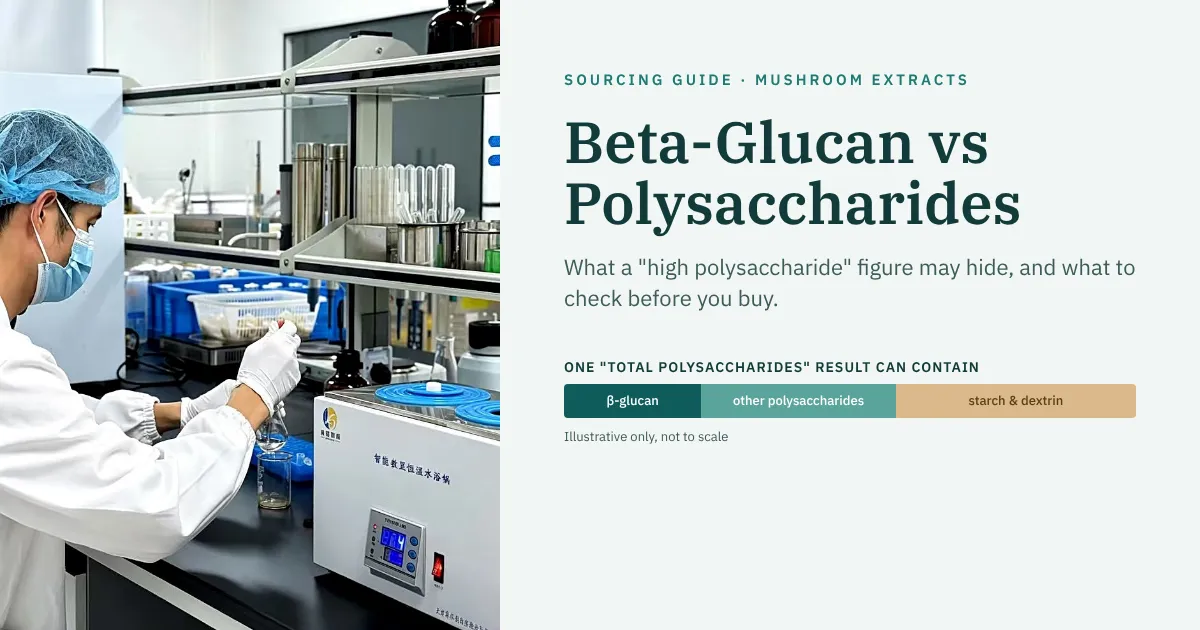 A lab technician at Herbal Treasure testing a mushroom extract sample for beta-glucan and polysaccharide content