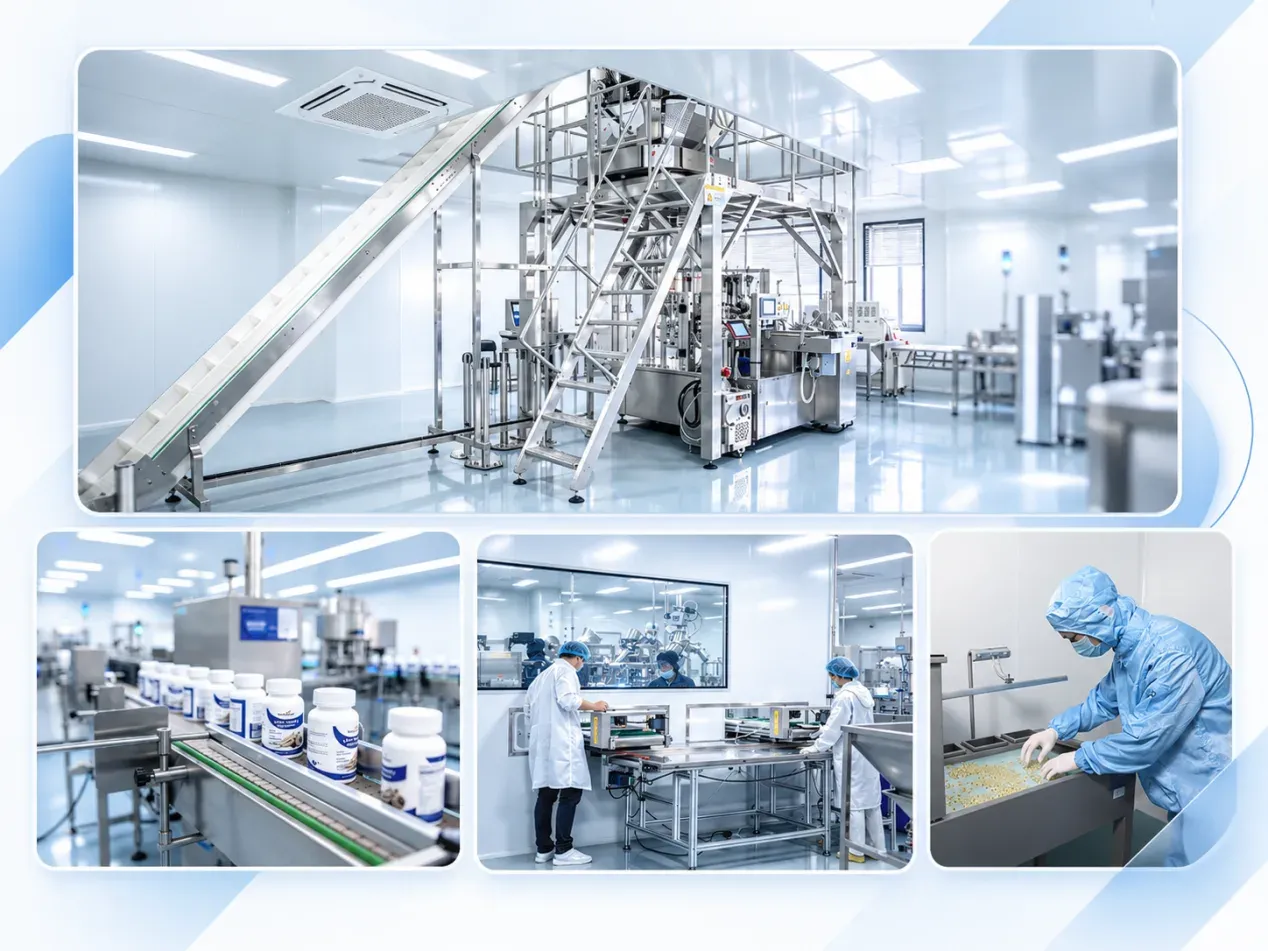 Capsule and powder production lines at the Herbal Treasure supplement facility